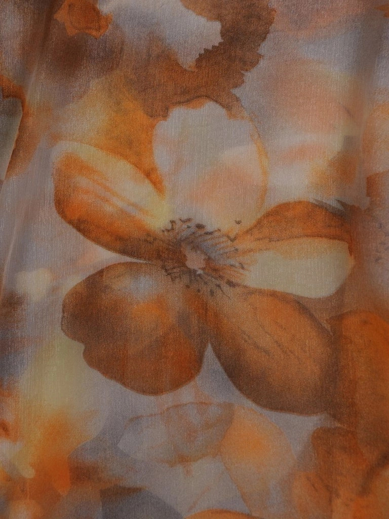 Elegancki komplet damski na wesele z prostą sukienką – zwiewna narzutka w kwiaty tuszująca biodra 16573
