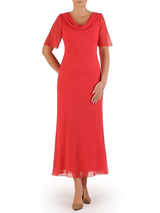 Czerwona suknia z dekoltem typu "woda" 26516