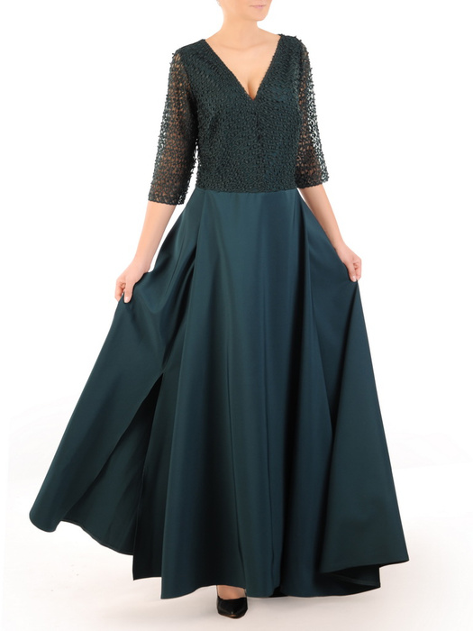Elegancka sukienka o długości maxi w odcieniu butelkowej zieleni 30874