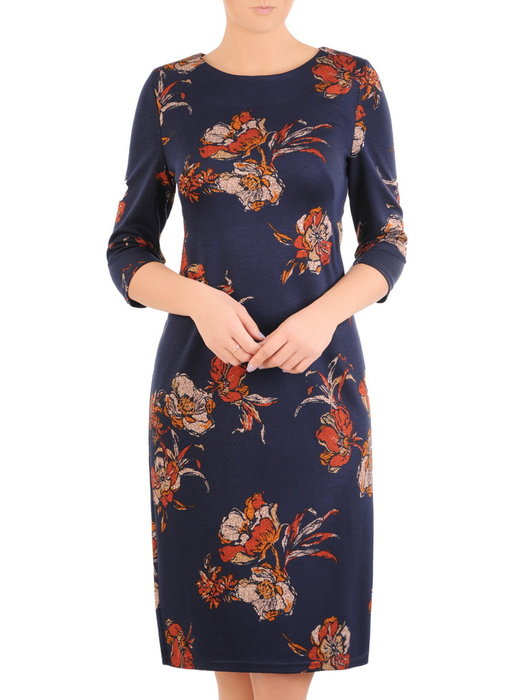 Jesienna sukienka damska w oryginalnym, kwiatowym wzorze 30959
