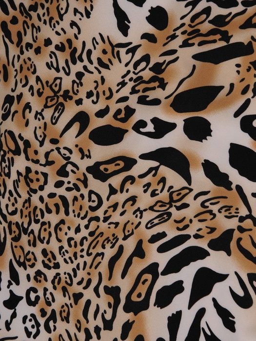 Luźna sukienka w zwierzęce wzory, modna kreacja z ozdobnym dekoltem 19546