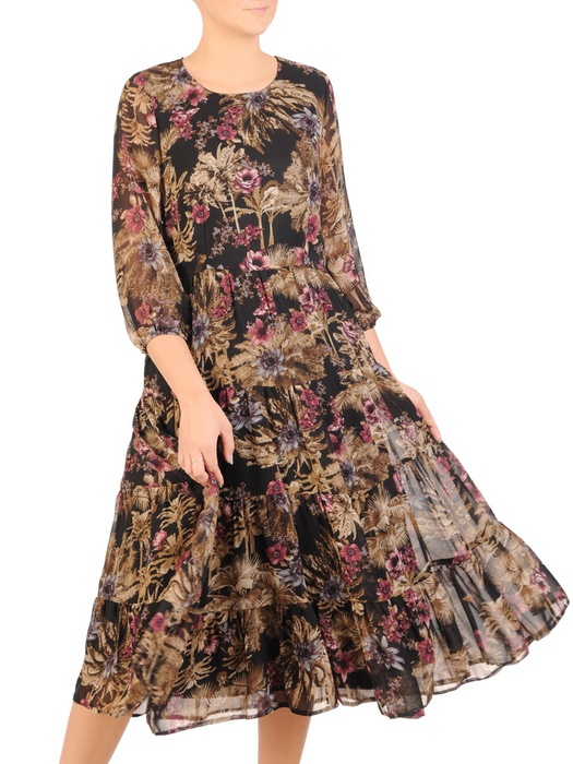 Rozkloszowana sukienka, modna kreacja w kwiatowy wzór 30718