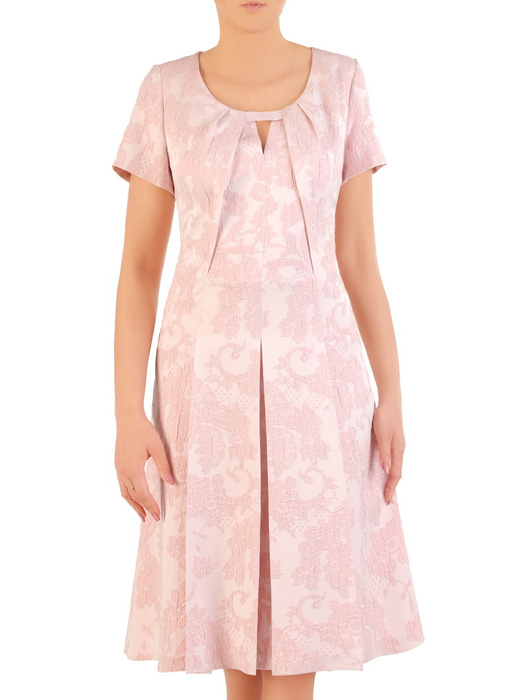 Rozkloszowana sukienka z wytłaczanej tkaniny 33596