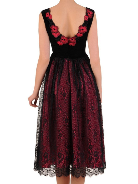 Sukienka wieczorowa, elegancka kreacja z łączonych tkanin 20716.