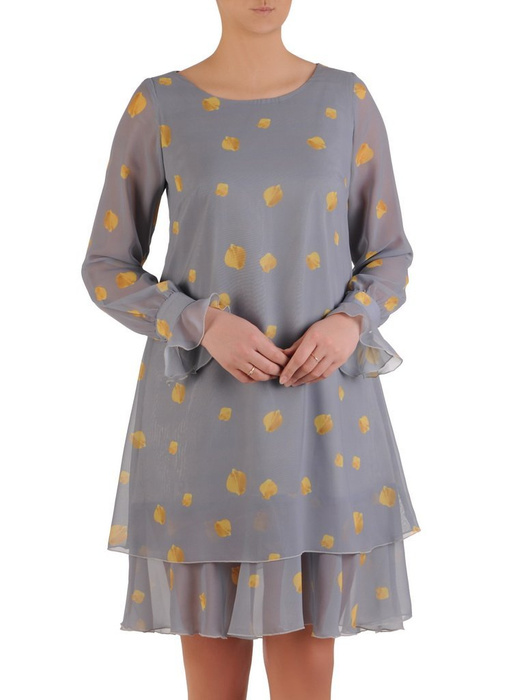 Sukienka z falbanami, zwiewna kreacja z szyfonu 25674
