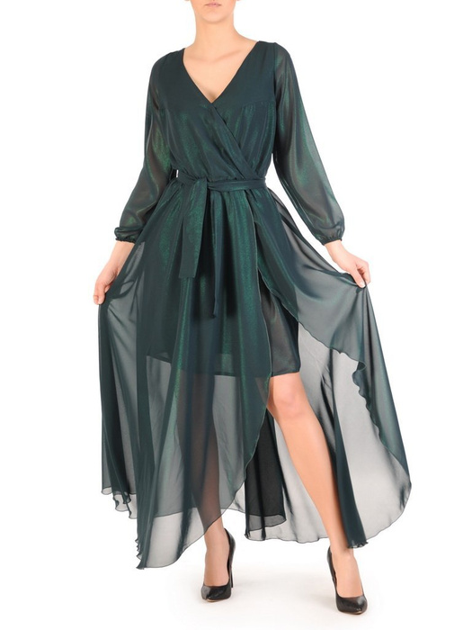 Zielona sukienka damska, połyskująca długa kreacja 29539