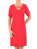 Czerwona sukienka damska z ozdobnym dekoltem 33115