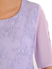 Elegancka, liliowa sukienka damska z koronkowym topem 32876