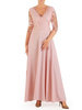Elegancka suknia z koronkowym topem, pudrowa kreacja maksi 26868