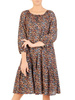 Luźna sukienka w drobny kwiatowy wzór z wiązaniem przy dekolcie 30557