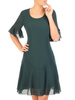 Zielona sukienka z szyfonu z falbanami na rękawach 30582
